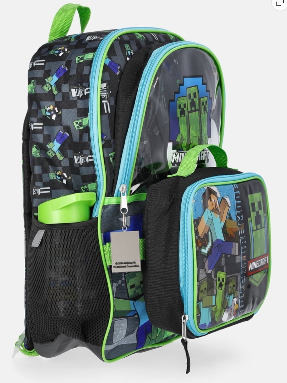 NWT Kids Minecraft Backpack 5-Piece Set includes Bag, Lunch Box, Water Bottle - Picture 3 of 4